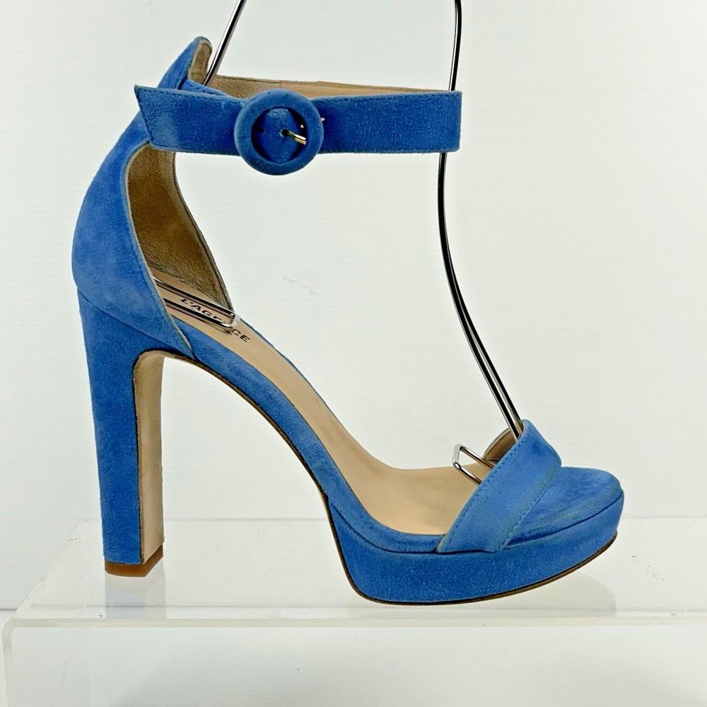 L'agence Size 36 US 6 Block High Heel Blue Suede Ankle‎ Strap NEW Avice $219